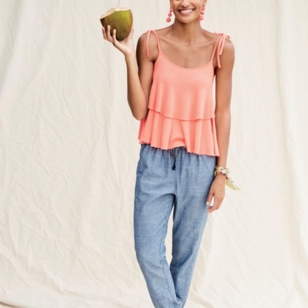 J. Crew Tiered Top in Merino Wool Coral Size L